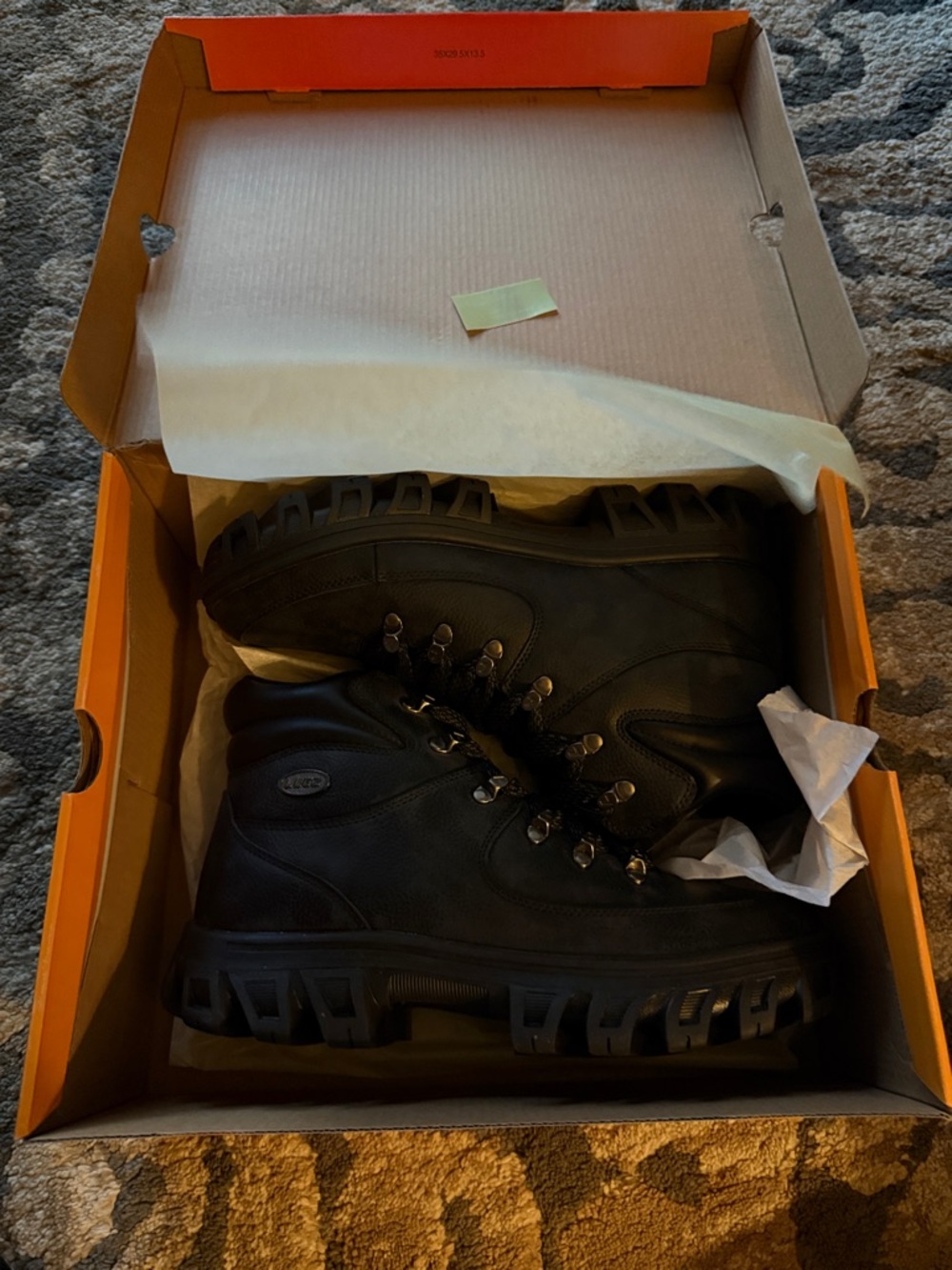 Lugz Black Heavy-Duty Lace-Up Work Boots